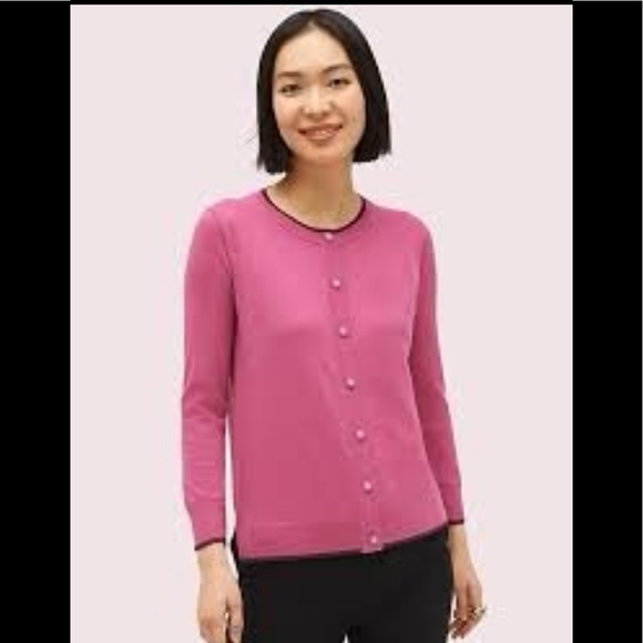 Kate Spade Signature Button Silk Blend Cardigan Sweater NWT
